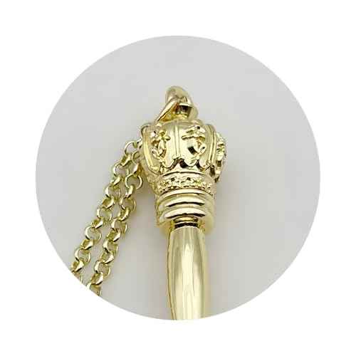 Teaching Instruction Tools - 17cm Golden Crown Head,Torah Pointer (Yad), Reading Stick, a Tool Used in Jewish Rituals for Reading The Torah (The Jewish Law Book).