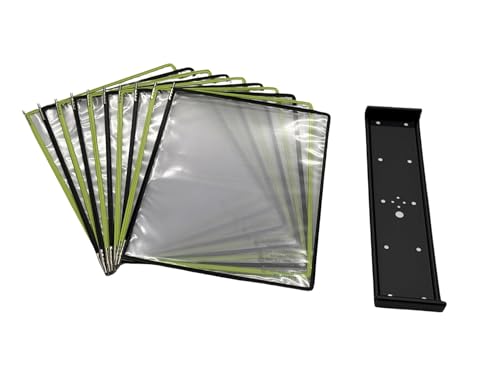 Tarifold Wall Mount Reference System with 10 Expandable PVC Pockets - Green/Black