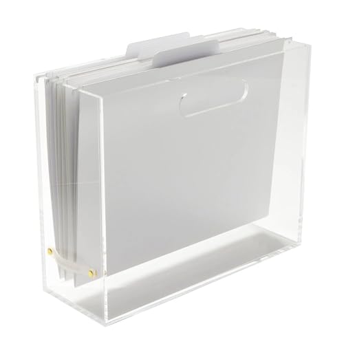 RUSSELL+HAZEL Acrylic File Box Slim, File Organizer, File Organizer for Desk, Clear, 4.5” x 12.25” x 10”