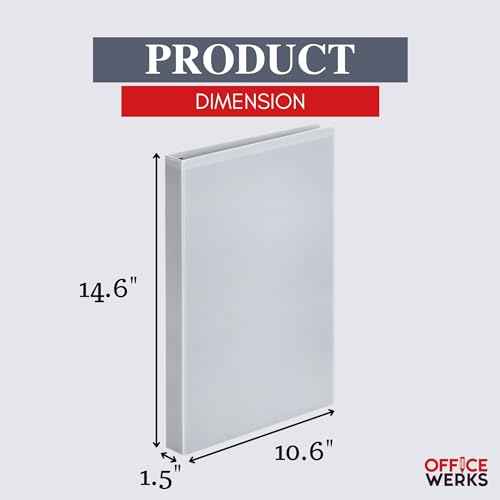 Performore - Office Werks Heavy Duty 2-Pack Legal Size View Binder - 14" x 8.5", White, 1.5 Inch D-Ring, Back Mount Binder