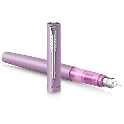 PARKER Vector XL Fountain Pen | Metallic Lilac Lacquer on Brass | Medium Nib with Blue Ink Refill | Gift Box