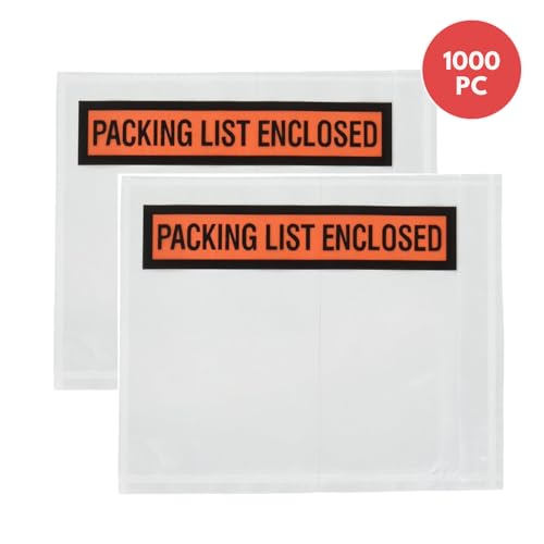 Sales4Less Waterproof Packing List Envelopes 4.5x5.5 Inch Self-Adhesive Clear Bags Pack of 1000