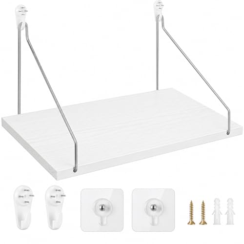 White Mini Projector Shelf No Drill Mount 16×8 Inch - 3 Installation Options