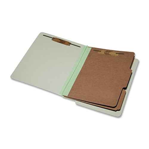 SKILCRAFT 7530-01-590-7103 Six-Part End Tab Classification Folder, Letter Size, 2 Dividers, Light Green (Box of 10)