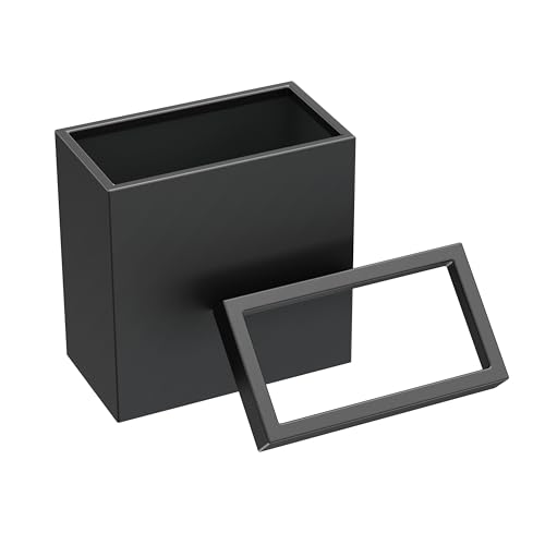 Gatco Modern Rectangle Wastebasket, Matte Black - Stainless Steel Trash Can with Removable Lid, Leakproof, 3 Gallon Capacity for Bathroom, Bedroom, Kitchen, or Office