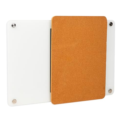 Mind Reader Glass Dry Erase Board with Sliding Corkboard 28x19.5" - Wall Mount Combo
