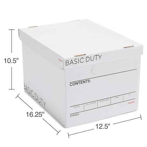 STAPLES Storage & Filing Box, Basic-Duty with Handles & Removeable Lid, Letter & Legal Size Documents, Stackable, 20-Pack, White/Black