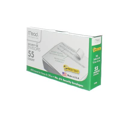 Mead #6-3/4 Press-It Seal-It Security Envelopes 3.625 x 6.5 in. 55 Pack