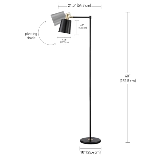 GLOBE Electric 12916 Lex 60" Floor Lamp, Black, Satin Finish, Gold Accents