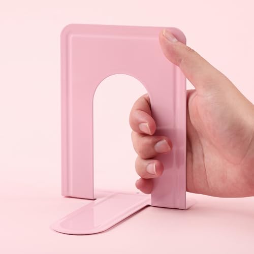 Mr. Pen Book Ends Light Pink 4 Pack - Heavy Duty Metal Organizer