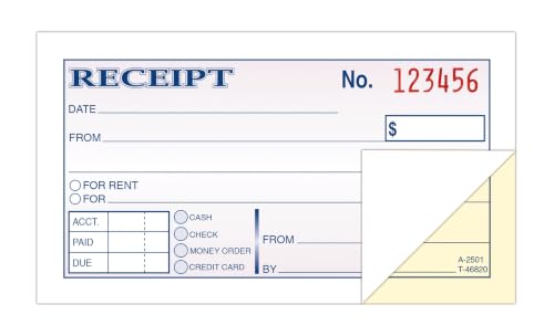 Adams 3-Pack Money & Rent Receipt Books, 2-3/4 x 5-3/8, 2-Part White/Canary, 50 Sets Each