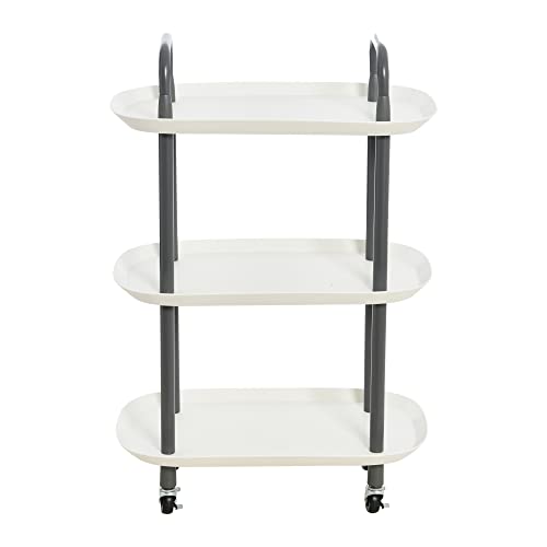 Main + Mesa Modern Plastic and Metal 3-Tier Trolley, White and Dark Grey