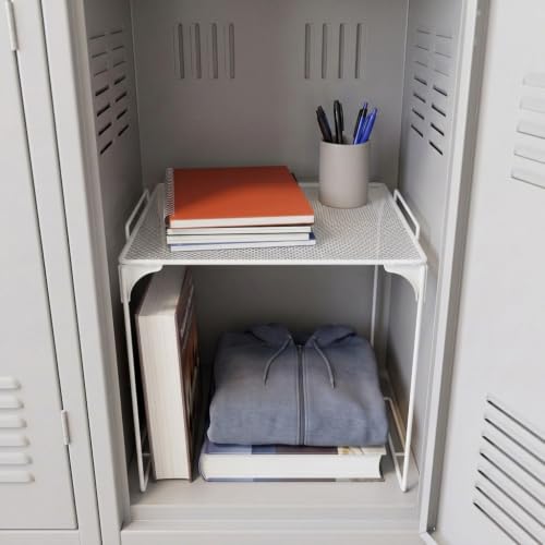 Locker Organizer Shelf, Stackable Metal Shelf for School Lockers, 2