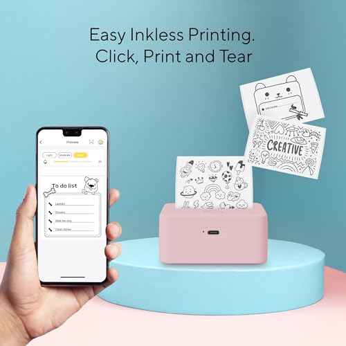 Core Innovations Wireless Mini Portable Inkless Thermal Printer & LabelMaker + Paper Pink