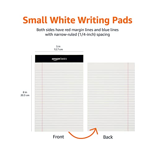 Amazon Basics Narrow Ruled Notepad 5x8 Inches White 12-Pack Office Supplies