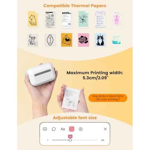 Memoking Sticker Printer - Portable Mini Printer Q02E, Pocket Impresora Port?til Inkless Print Pod Small Thermal Sticker Maker Receipt Printer, for Study Note, Diagrams, Scrapbook, Journal, Gift, DIY