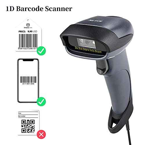 NETUM USB Barcode Scanner with Stand Wired Handheld Bar Code Reader 1D CCD Scanner Gun for Supermarket, Convenience Store, Warehouse -M3S