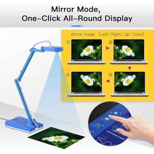 TreasLin USB Document Camera 15MP Document Camera for Teachers, Remote Learning, Classroom Presentations, Art Classes Online Teaching with Multi Angle Rotation Adjustment LED Light