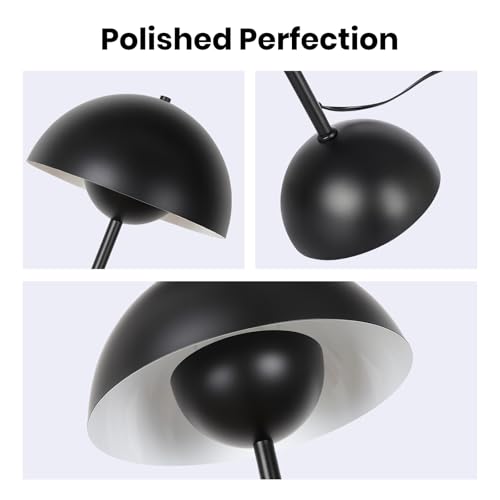 Black Floor Lamp for Living Room, 66'' Industrial Standing Lamp with Unique Metal Shade&Base Reflecting Light Tall Retro Lamp for Bedroom, Black