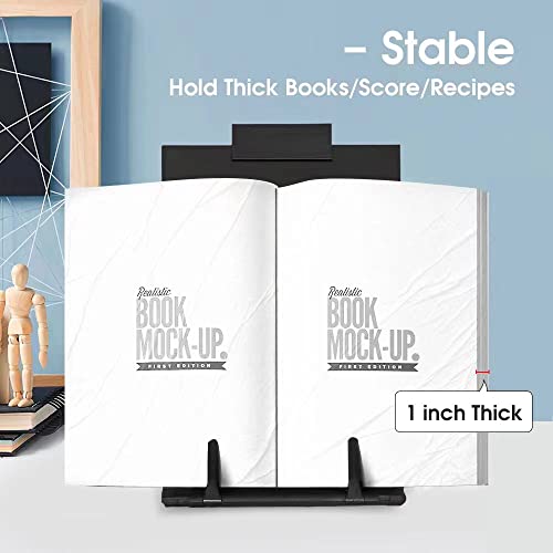 Adjustable Desktop Document Holder Stand with Paper Clip Line Guide - Black Metal, 2 Pack