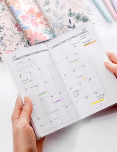 SUNEE 2-Year Pocket Calendar Planner November 2026 - December 2028, Small Floral Organizer for Travel & Daily Use