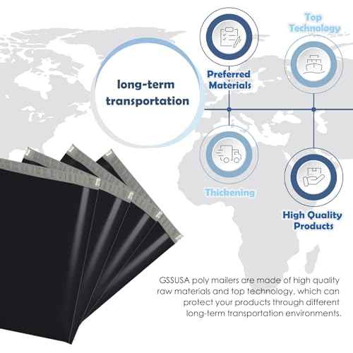 GSSUSA Poly Mailers 12 x 15.5 Inch 50Pack,Self Adhesive Shipping Bags for Clothing,Waterproof Black Shipping Envelopes for Small Business,Sturdy Mailers Poly Bags Flexible Mailing Packing Bags