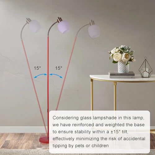 Adjustable Reading Floor Lamp,360¡ÆRotatable Shade,3CCT LED Bulb Include,Red Gooseneck