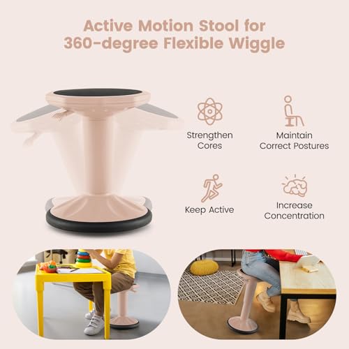 GIANTEX Adjustable Wobble Stool for Classroom & Office Seating - Peach Pink 24"