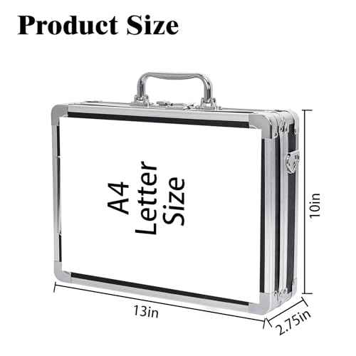 Aluminum Briefcase, Key Lock Clipboard Storage Box, Lockable Storage Case with Foot pad and Corner Protectors, 13x 10x 2.75 inch
