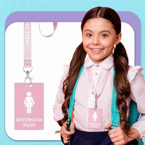 12 Pcs PVC Hall Pass Lanyards Set Unbreakable Bathroom Passes for Teachers Hall Library Office and Nurse Restroom Supplies Elementary Must Have(Morandi)