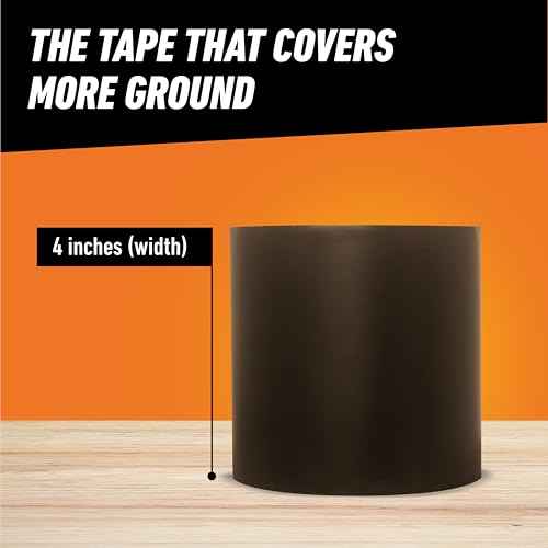 Gorilla Waterproof Patch & Seal Tape, Black Tape, 4" x 10' (Pack of 1) - Permanent Weather Resistant Seal for Leaks and Repairs