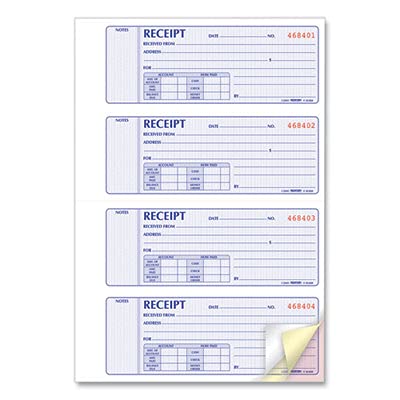 Rediform 11" x 8" Money Receipt Book, 100 Sets, 3-Part Carbonless, 4 Per Page (8L808) with Detachable Forms