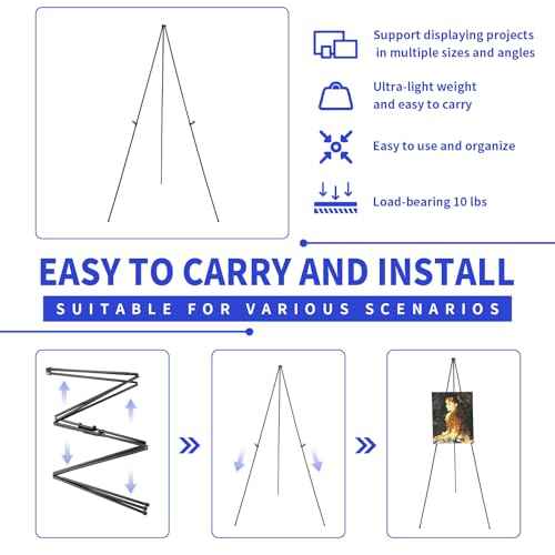 MXG Large Easel Stand for Signs & Poster Display ,66"Black portable Foldable Metal Tripod for Wedding, exhibition, painting£¬commercial event display? Holds up to 10 lbs