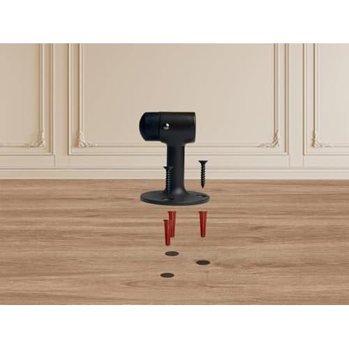 QCAA Solid Brass Door Stop, 3", Matte Black, Made in Taiwan, 2 Pack
