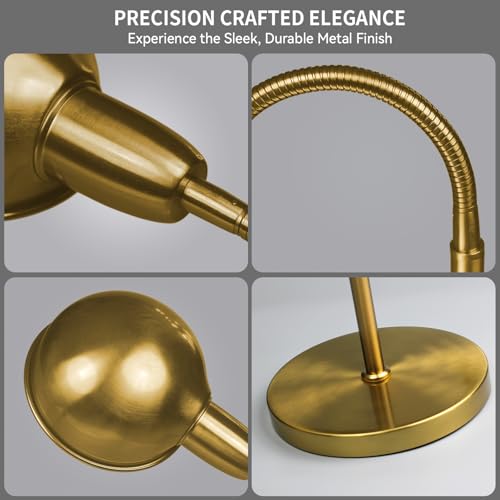 Gold Floor Lamp with Flexible Gooseneck and Rotatable Shade£¬Standing Lamp Include Dimmer LED Bulb£¬Ideal Tall Lamp with Dimmer and Timer Switch for Reading,Bedside and Living Room (Gold)