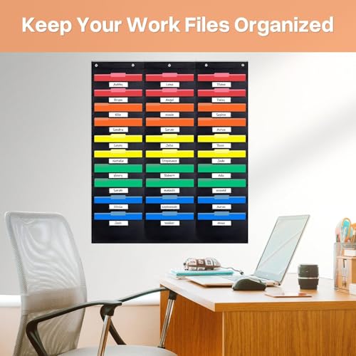 Opret 30 Pockets Hanging Storage Pocket Chart with 5 Hangers for Office & Classroom Organization