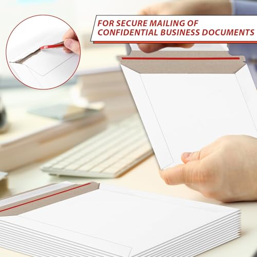 party greeting 200 Pcs 6 x 8 Inch Rigid Mailers Self Adhesive Stay Flat Rigid Envelopes Cardboard Mailers Mailing Envelopes for Protecting Shipping Photo CD Documents Gift Cards