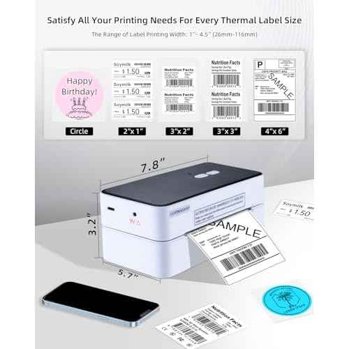 Shipping Label Printer, USB Label Printer for Small Business & Package, Support Windows&Mac, Compatible with USPS Shopify Ebay Etsy (USB Only)