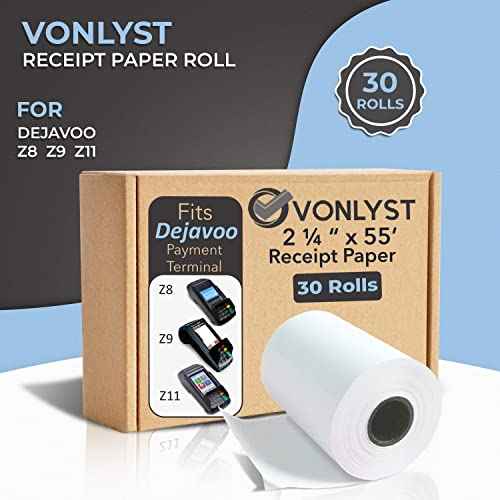 Credit Card Machine Paper Roll for Dejavoo P1 P3 P8 QD1 QD2 Z8 Z9 Z11 (30 rolls)