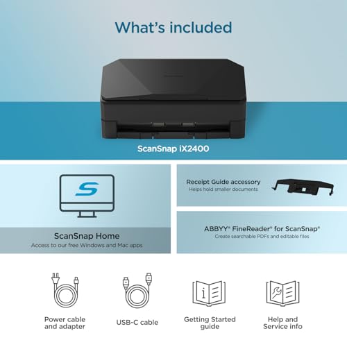 NEW ScanSnap iX2400 High-Speed Color Document Scanner with One-Touch Button, Black