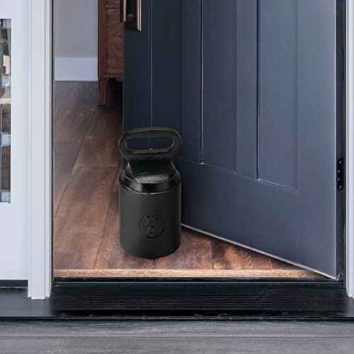 CRAFTSMAN ROAD Cast Iron Door Stop ? Decorative, Weighted Heavy Door Weight ? 4lb Antique Free Standing ? 6¡± x 3¡± Non Slip Cast Iron Door Stopper with Handle (Black)