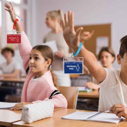 6 Sets Hall Pass for Classroom Bathroom Passes for School Unbreakable School Passes Set for Teachers, Hall, Bathroom, Office, Library and Classroom Supplies