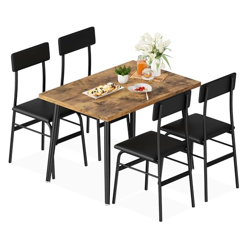IDEALHOUSE 4-Person Dining Table Set for Small Spaces – Modern Industrial Kitchen Table