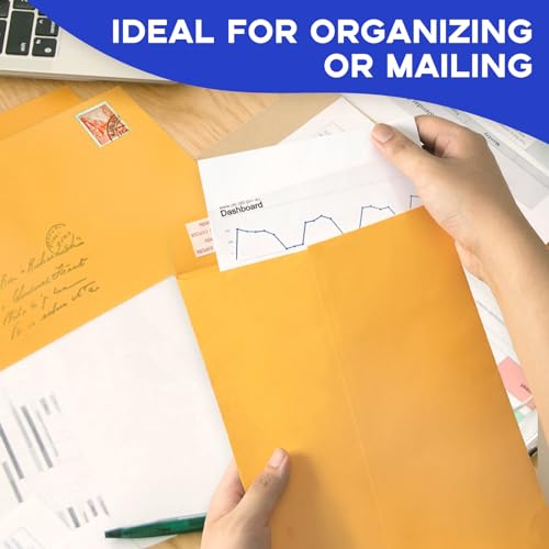 Goefun Yellow 6x9 Manilla Envelopes, 50 Pack - Self Seal Mailing & Office Envelopes