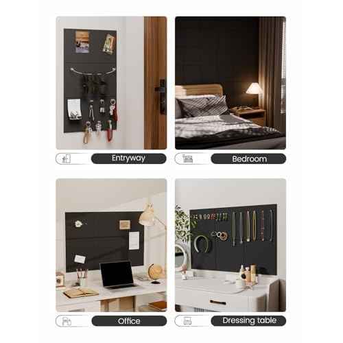 Felt Bulletin Board Tiles -28"x18" Cork Board Alternative for Office Decor, Push Pin Board Wall Organizer 6-Pack - Black