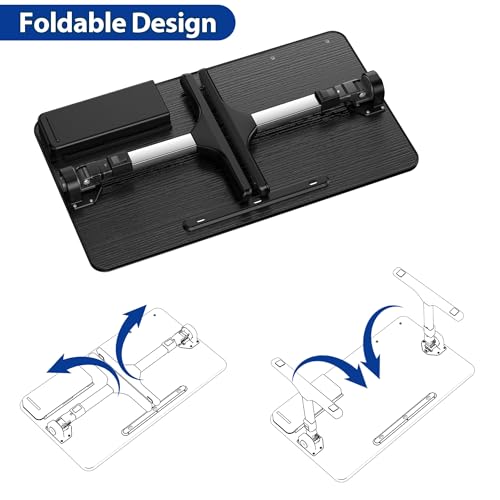 Besign LT05 Adjustable Laptop Table, Lap Desk, Portable Standing Bed Desk, Foldable Sofa Breakfast Tray, Notebook Computer Stand for Reading and Writing, Medium Size, Black