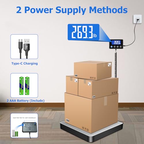 Shipping Scale, 440 lbs/0.35oz High Accurate Digital Postal Scale with Hold/Tare Function, Shipping Scale for Small Business, Packages, Luggage, Home Use, Battery & Charging Cable Include