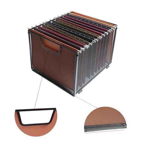 Metal Mesh File Baskets,Hanging File Folder Organizer,Office File Box,Letter Size,Black (2)