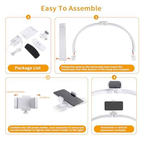 Half Moon Light for Nail Desk,29In Half Moon Lamp with Phone Holder,3000-6000K Nail Lamp Perfect LED Machine Light for Table (White)