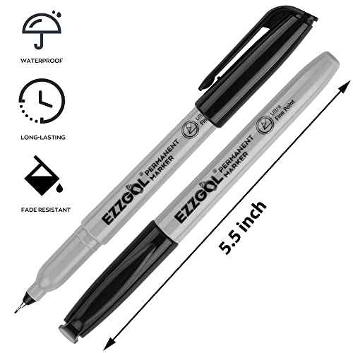 Ultra Fine Permanent Marker, 72 Pack Ultra Fine Point Black Permanent Marker set, Works on Plastic,Wood,Stone,Metal and Glass for Doodling, Marking